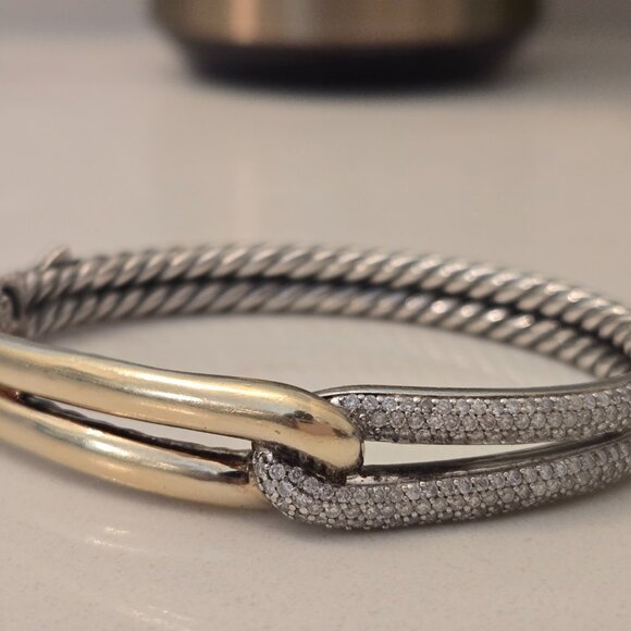 Vintage David Yurman Diamond, Gold, and Silver Labyrinth Bracelet - Picture 4 of 9